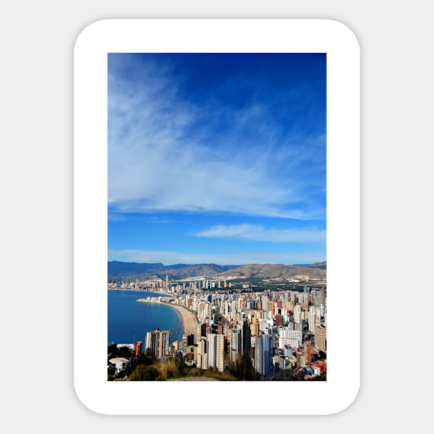 Benidorm Skyline Cityscape Costa Blanca Spain Sticker by AndyEvansPhotos